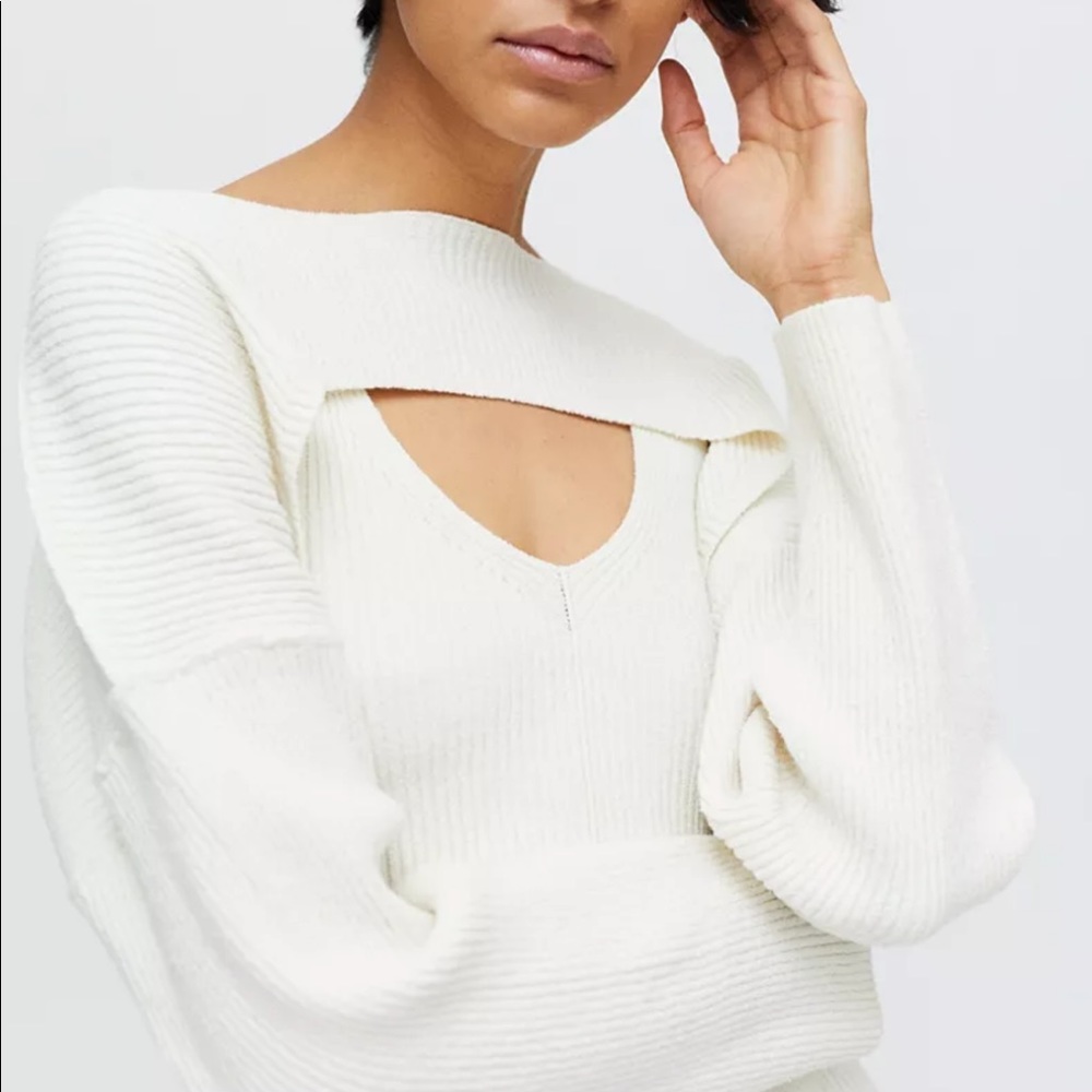 UO Sassi Ribbed Cropped Shrug Sweater